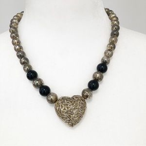 Vintage Aged Metal Heart Necklace